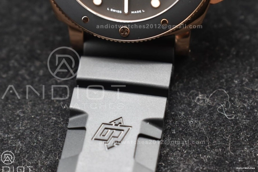 on Best Dial Black P 992 PAM2164 Strap 42mm Submersible Edition Black Rubber VSF WrinkleFree 0211